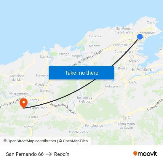 San Fernando 66 to Reocín map