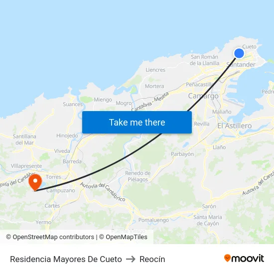 Residencia Mayores De Cueto to Reocín map