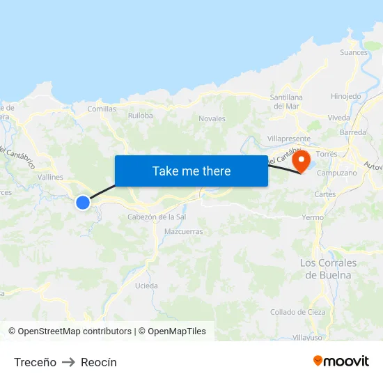 Treceño to Reocín map