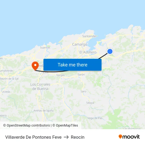 Villaverde De Pontones Feve to Reocín map