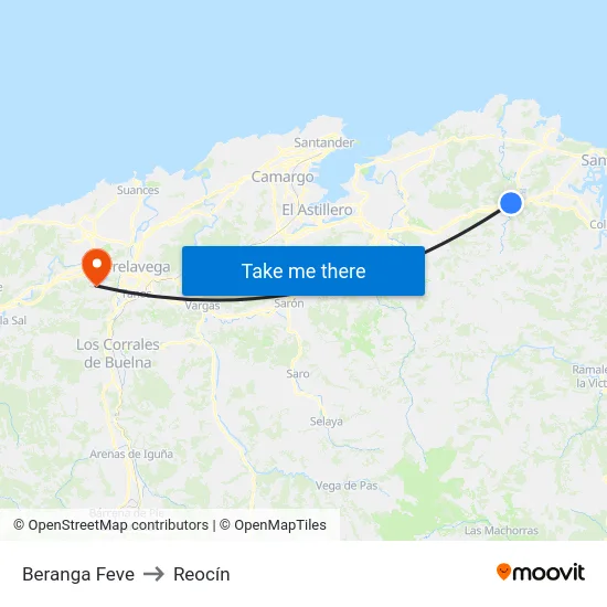 Beranga Feve to Reocín map