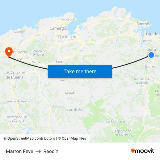 Marron Feve to Reocín map