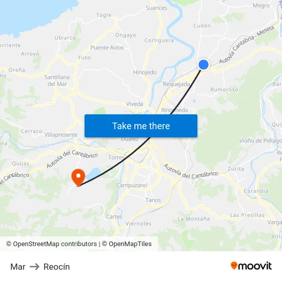 Mar to Reocín map