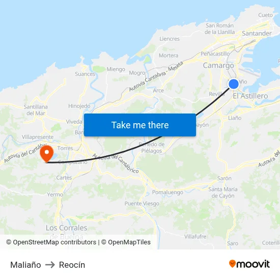 Maliaño to Reocín map