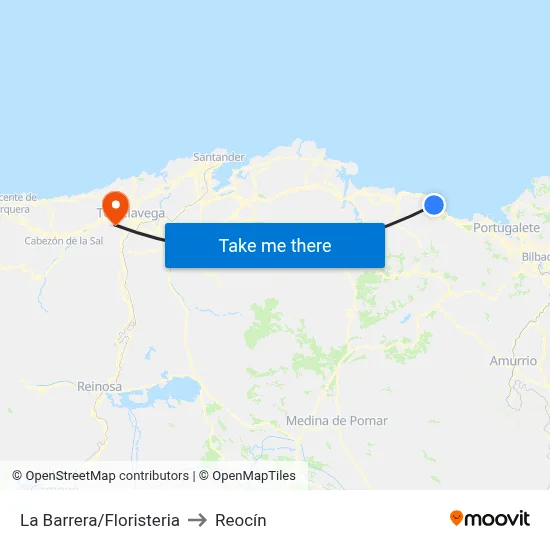 La Barrera/Floristeria to Reocín map
