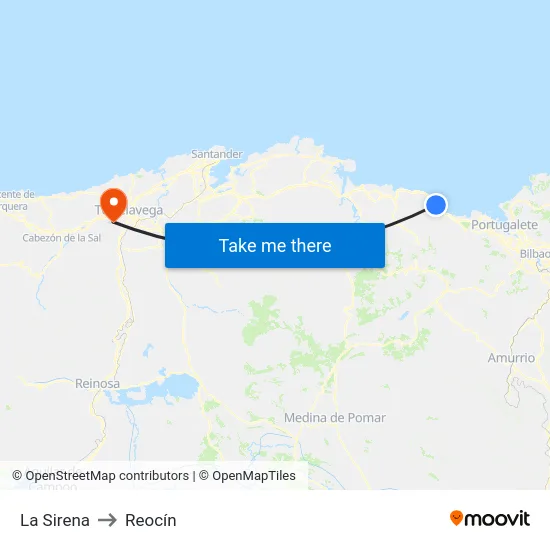 La Sirena to Reocín map