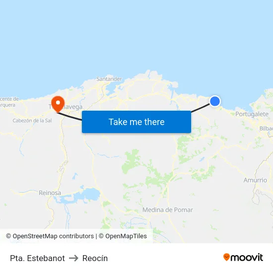 Pta. Estebanot to Reocín map