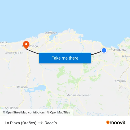 La Plaza (Otañes) to Reocín map