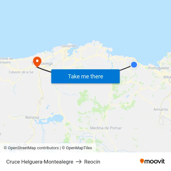 Cruce Helguera-Montealegre to Reocín map