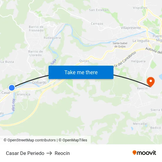 Casar De Periedo to Reocín map
