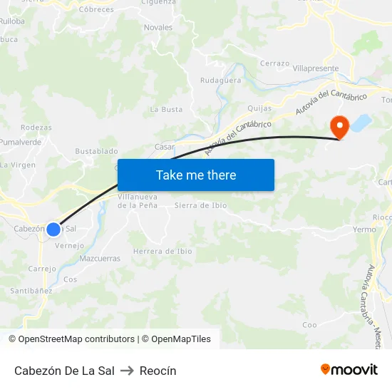 Cabezón De La Sal to Reocín map