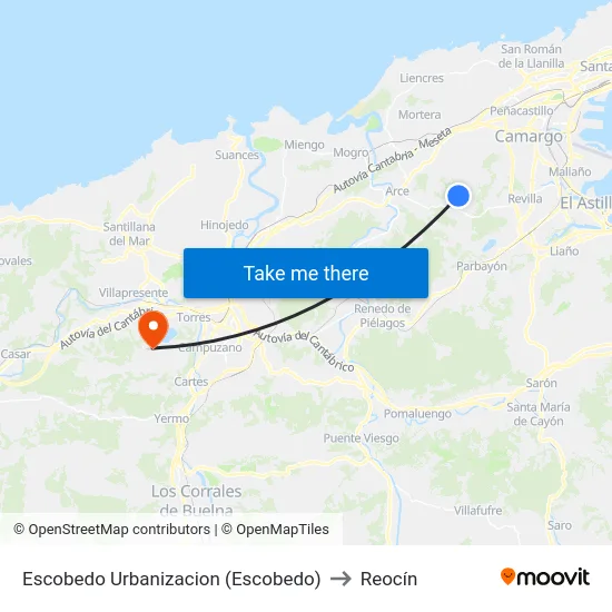Escobedo Urbanizacion (Escobedo) to Reocín map