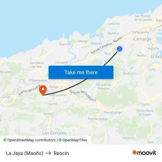 La Jaya (Maoño) to Reocín map