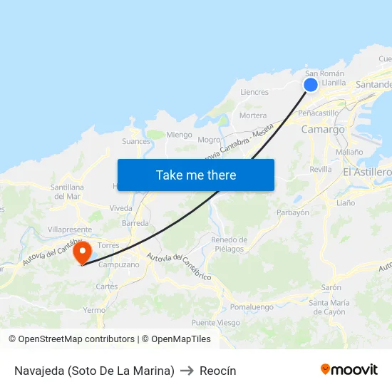 Navajeda (Soto De La Marina) to Reocín map