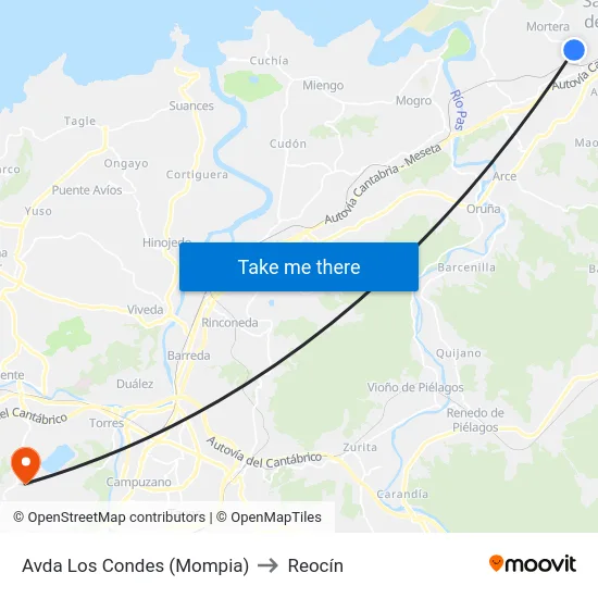 Avda Los Condes (Mompia) to Reocín map
