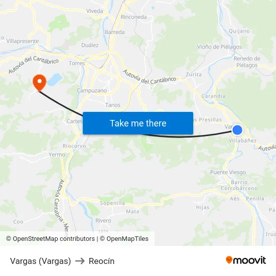 Vargas (Vargas) to Reocín map