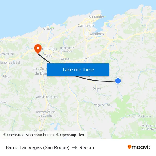 Barrio Las Vegas (San Roque) to Reocín map