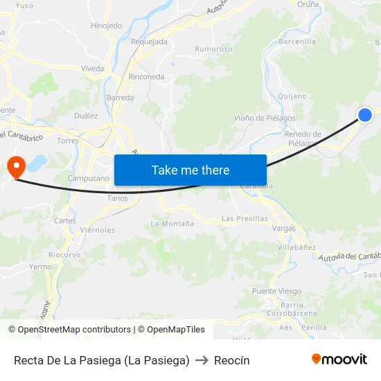Recta De La Pasiega (La Pasiega) to Reocín map