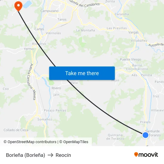Borleña (Borleña) to Reocín map