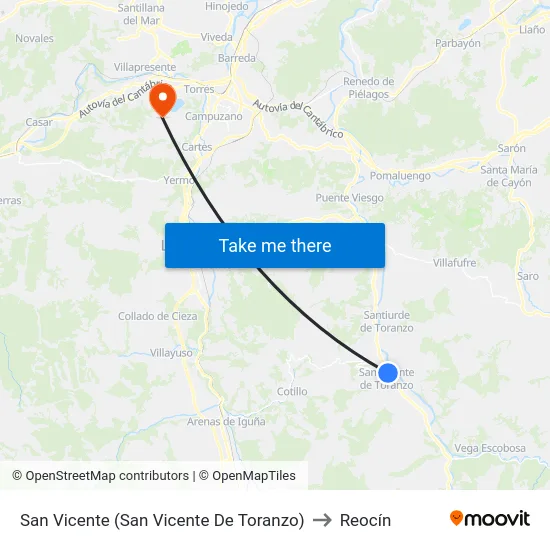 San Vicente (San Vicente De Toranzo) to Reocín map