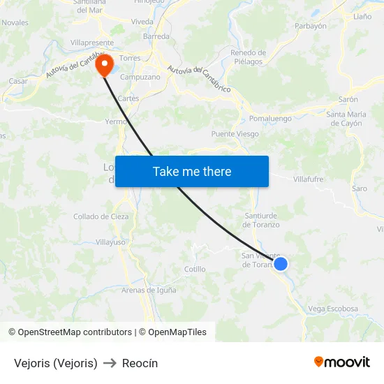 Vejoris (Vejoris) to Reocín map