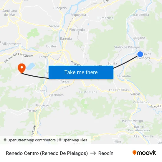 Renedo Centro (Renedo De Pielagos) to Reocín map