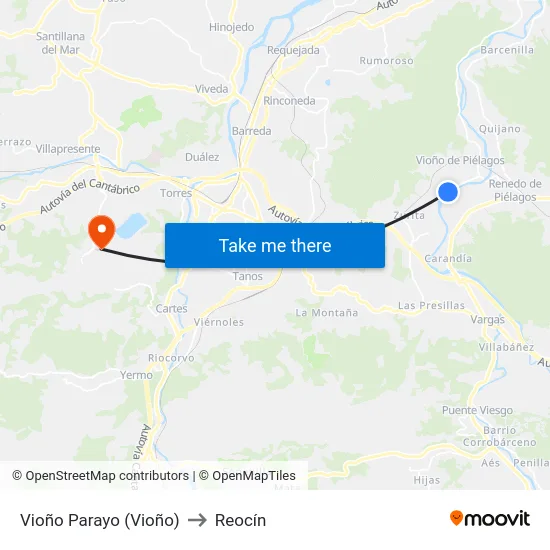 Vioño Parayo (Vioño) to Reocín map