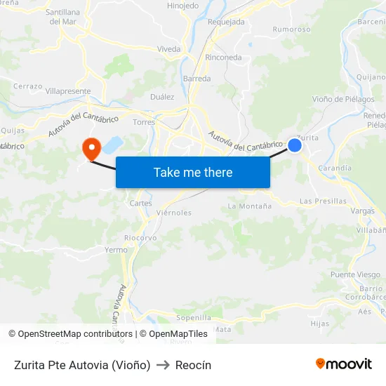 Zurita Pte Autovia (Vioño) to Reocín map