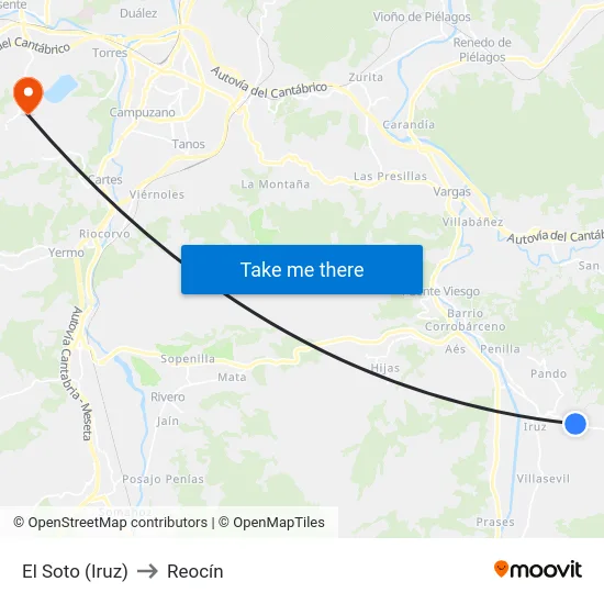 El Soto (Iruz) to Reocín map