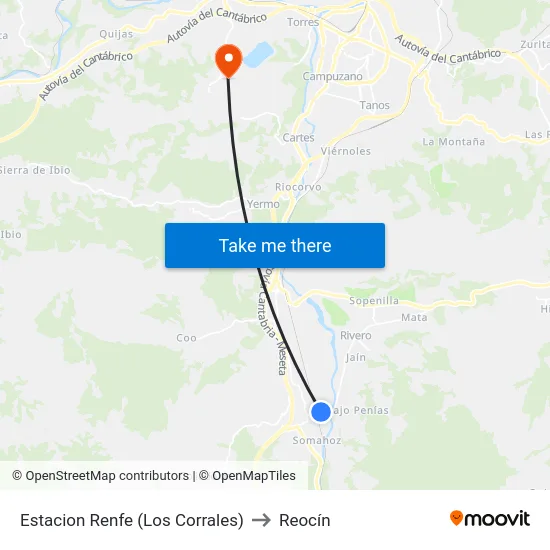 Estacion Renfe (Los Corrales) to Reocín map