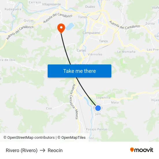 Rivero (Rivero) to Reocín map