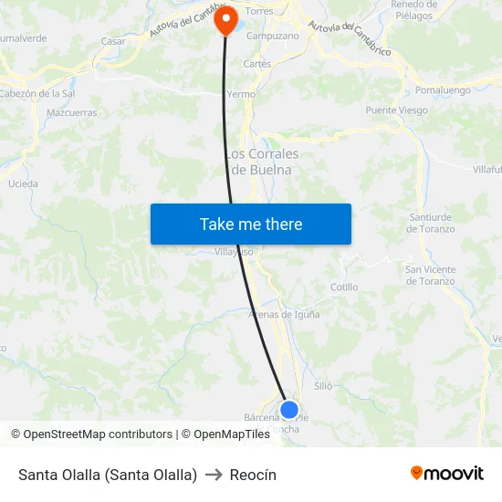 Santa Olalla (Santa Olalla) to Reocín map