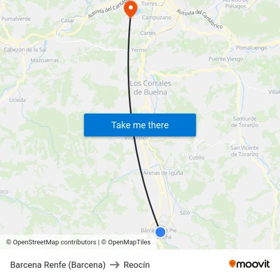 Barcena Renfe (Barcena) to Reocín map