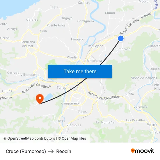 Cruce (Rumoroso) to Reocín map