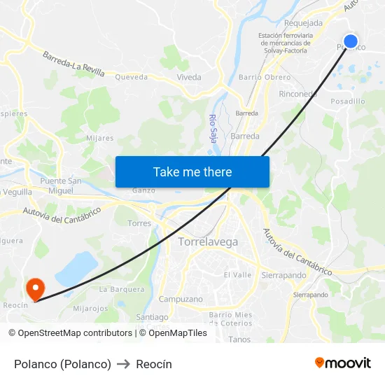 Polanco (Polanco) to Reocín map