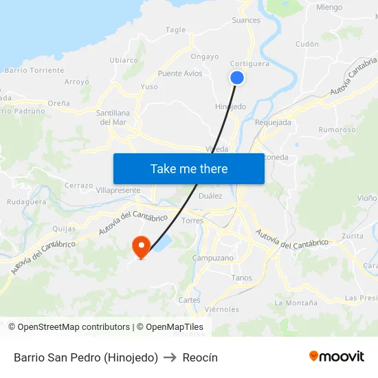 Barrio San Pedro (Hinojedo) to Reocín map