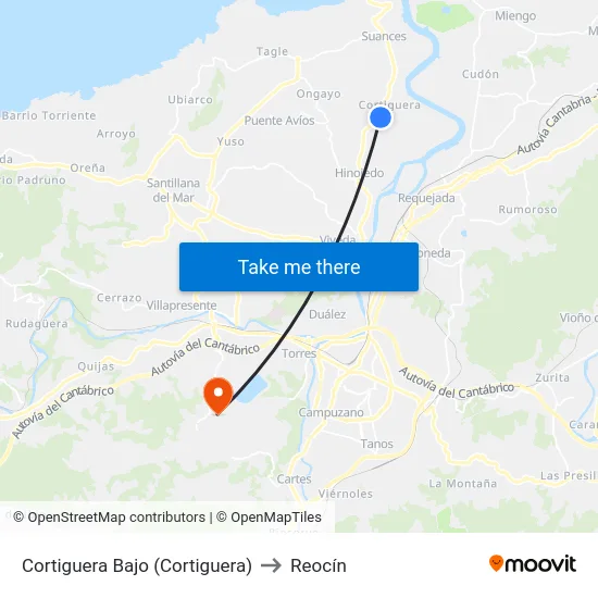Cortiguera Bajo (Cortiguera) to Reocín map