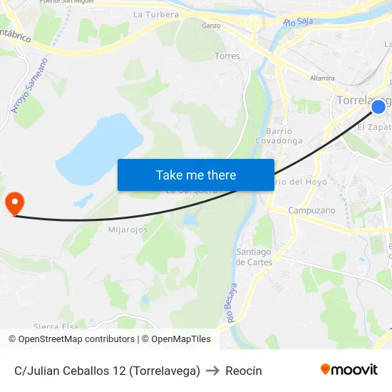 C/Julian Ceballos 12 (Torrelavega) to Reocín map