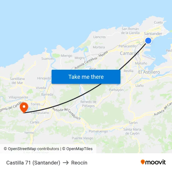 Castilla 71 (Santander) to Reocín map