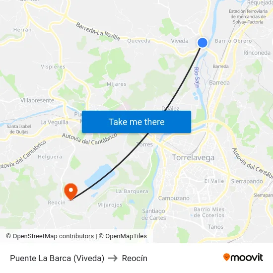 Puente La Barca (Viveda) to Reocín map