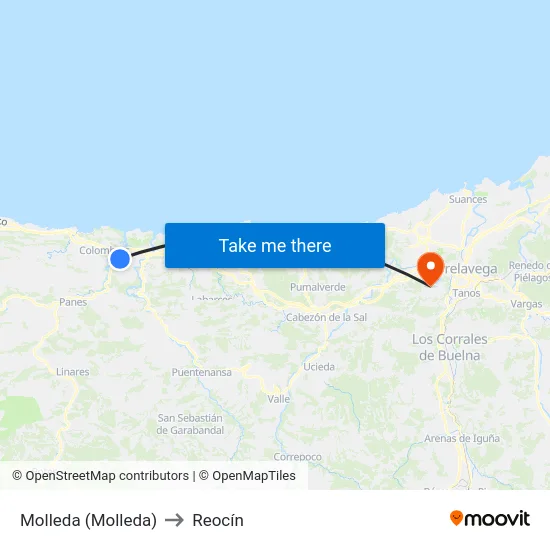 Molleda (Molleda) to Reocín map