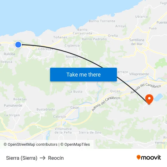 Sierra (Sierra) to Reocín map