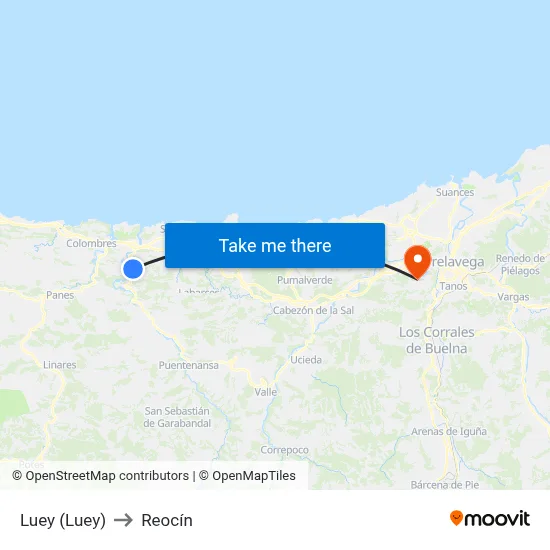 Luey (Luey) to Reocín map