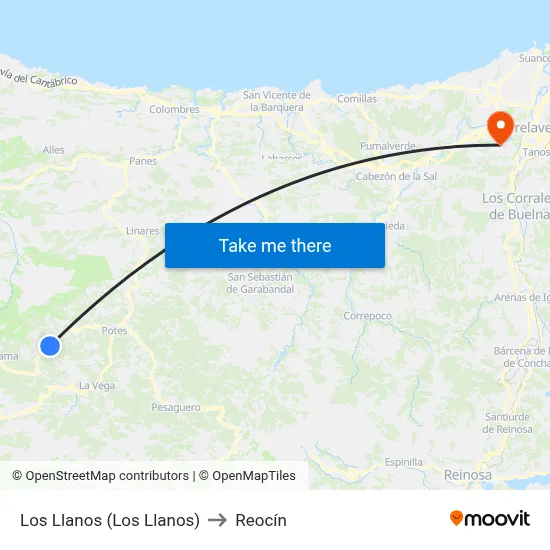 Los Llanos (Los Llanos) to Reocín map