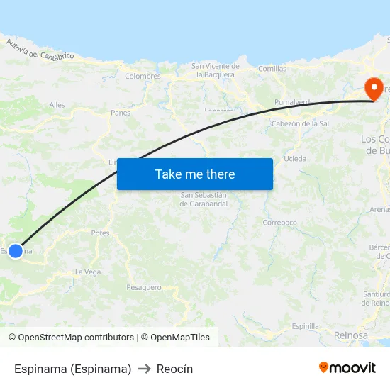 Espinama (Espinama) to Reocín map