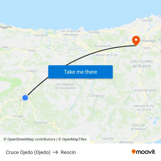 Cruce Ojedo (Ojedo) to Reocín map