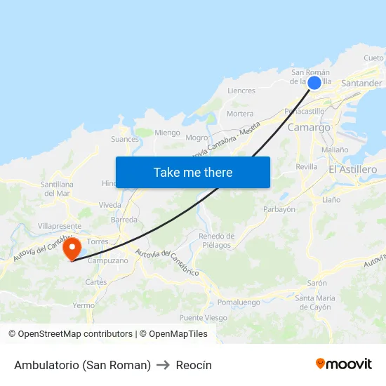 Ambulatorio (San Roman) to Reocín map