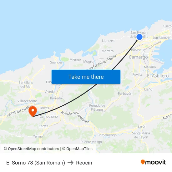 El Somo 78 (San Roman) to Reocín map