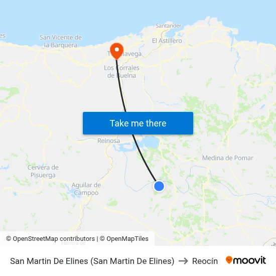 San Martin De Elines (San Martin De Elines) to Reocín map