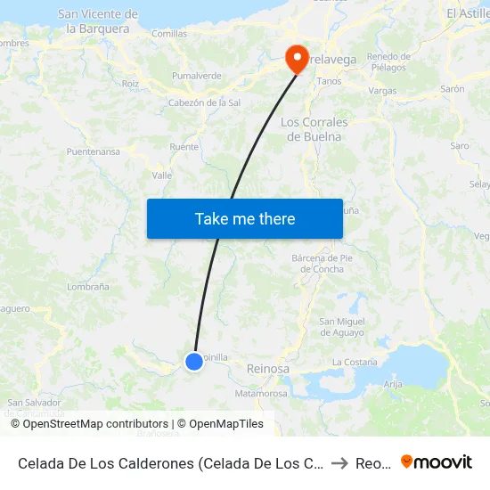 Celada De Los Calderones (Celada De Los Calderones) to Reocín map